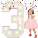 4FT Light Up Numbers Letters, Mosaic Numbers for Balloons, Giant Marquee Numbers, Mosaic Balloon Number 3 for 3rd 13th 30th Birthday Party Decorations, Anniversary Party Decor