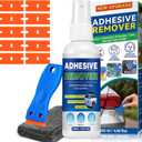 Adhesive Remover, 4.06 Oz Sticker Remover for Cars, Windows, Floor, Glue Remover with Plastic Razor Blade Scraper – Rapidly Removes Labels, Stickers, Glue, Tape, Gum, Wax (Blue)