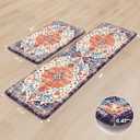KIMODE Anti Fatigue Kitchen Mat, Boho Distressed Kitchen Rugs Sets of 2, Kitchen Floor Mats Non Slip Cushioned, Waterproof Standing Mat for Laundry, Office, Sink, Desk, Orange/Purple