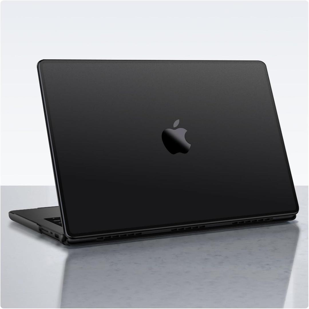 Anti-Crack for MacBook Pro 14 inch Case 2025 2024-2021 M4 M3 M2 M1 Pro/Max [Corner Protection] [Soft TPU Bumper] Anti-Scratch Matte Cover Hard Shell Case Laptop - Noble Black Clear