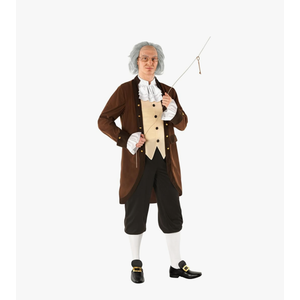 Morph Benjamin Franklin Costume With Wig Founding Fathers Costume Adult Colonial Outfit Men Ben Franklin Outfit Men, XL