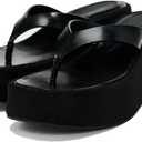 Women's Leather Wedge Flip-Flops Fashion Comfortable Open Round Toe Slip On Non-Slip Platform Thong Sandals Summer Casual Beach Walking Slides, 41