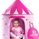 FoxPrint Princess Castle Play Tent with Glow In The Dark Stars, Conveniently Folds in To A Carrying Case, Your Kids Will Enjoy This Foldable Pop Up Pink Play Tent/House Toy for Indoor & Outdoor Use
