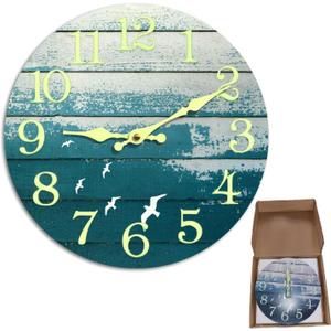 CEYAZYE 12 Inch Glow in The Dark Wall Clock for Bedroom, Night Light Up Wall Clocks Battery Operated, Silent Non-Ticking Unique Lighted Wall Clock Vintage Decorative for Office Living Room Kitchen