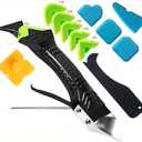 Caulking Tool 5 in 1 Silicone Caulking Grout Removal Sealant Finishing Tool with Grout Scraper, 6 Exchange Silicone Pads, Adhesive Residue Scraper Seam Repair Kit for Kitchen Bathroom