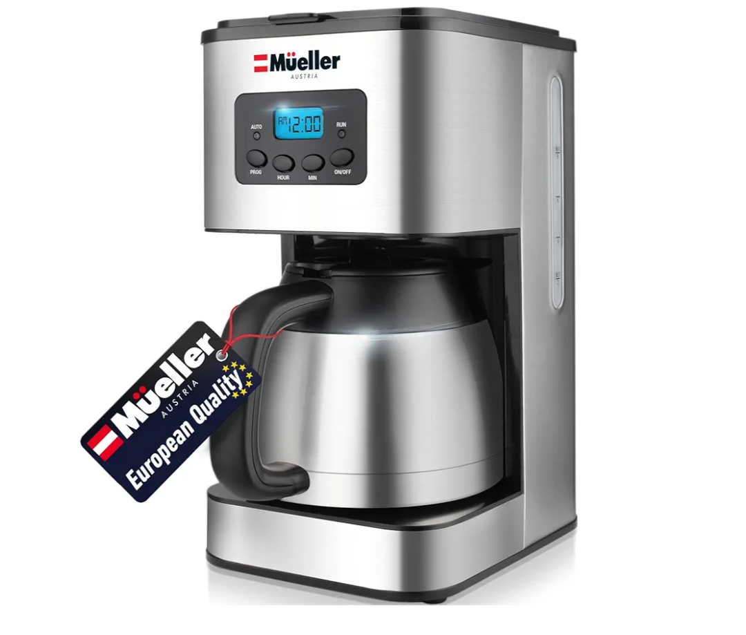 Mueller Ultra Brew Thermal Coffee Maker, 8 cup (34oz) Carafe, Keep Warm, Auto Shut-Off, LCD Display Coffee Machine, Programmable, Delay Brew Function, Stainless Steel