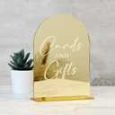 Acrylic Cards and Gifts Sign with Stand- 5"x7" Gold Mirror Arched Wedding Sign and Base,1/8" Thick | Modern Calligraphy White Lettering Arch Acrylic Sign for Wedding Reception & Party