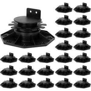 24 Pack Adjustable Deck Support, High Load Deck and Floor Support Pedestals for Floating Deck Platform Deck Floor Height Adjustable Range from 1-1/5" to 2-3/10", Black
