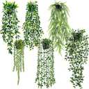 Der Rose 6Pcs Fake Plants Hanging Faux Eucalyptus Vines Artificial Potted Hanging Plants Indoor for Room Wall Shelf Outdoor Decor