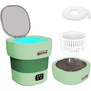 Portable Washing Machine with Spinner, 18L Large 2 in 1 Small Laundry Portatil, Foldable Mini Underwear Portable Washer, Collapsible Washer for Baby Clothes, Apartment, Camping, Travel Green (18L, Green)