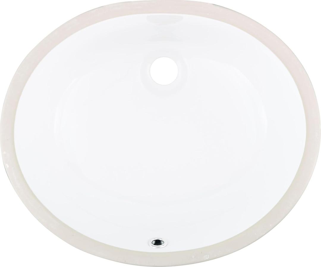 MSI 17.0 (L) x 14.125 (W) x 7.75 (H) Oval Porcelain Ceramic Undermount Bathroom Vanity Vessel Sink, White