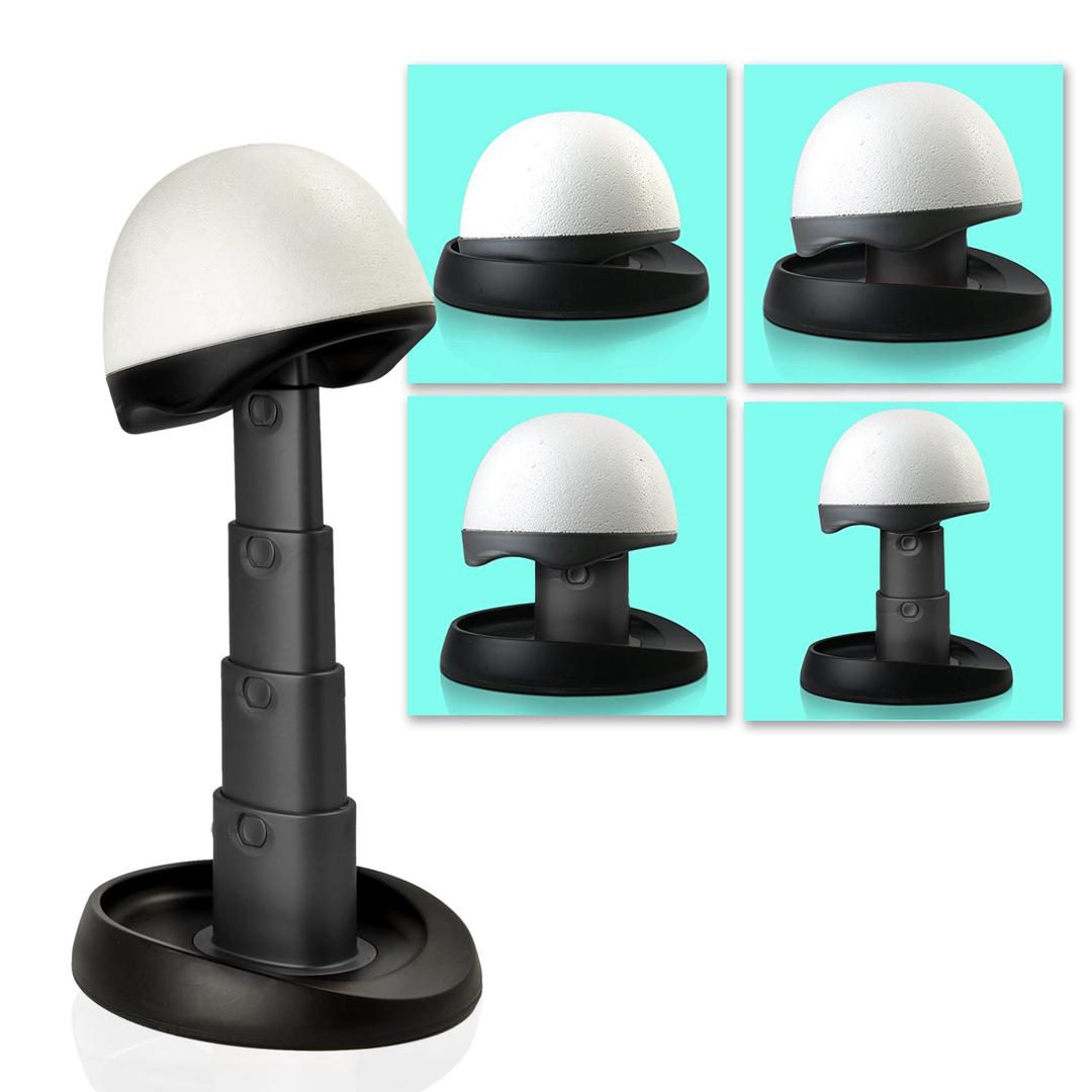 Adjustable Wig Head for Travel and Salon - Black Stand, Styrofoam Head, Collapsible Compact Stand Expands for Long and Short Wigs - by Adolfo Design