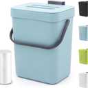 1.3 Gallon Small Trash Can with Lid - Countertop Food Waste Bin, Kitchen Hanging Trash Can for Cabinet Door/Under Sink, Small Garbage Can for Desk, 5L(Subtle Blue)
