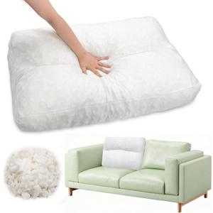 JZHLLA Shredded Foam Sofa Back Cushions Replacement Fluffy Memory Sponge Couch Pillow with Quilted Design 28x18x5 Inch Lumbar Support Pillow for Sofa Bed Floor (1PCS)