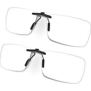FONHCOO Clip-on Blue Light Blocking Glasses Night Driving Sunglasses 2 Pack Lens over Prescription Glasses for Women Men (2 Pack Transparent Blue Light Blocking Lens)