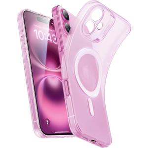 ESR for iPhone 16 Case, Compatible with MagSafe, Camera Protection, Shockproof Thin Cover, Resists Yellowing and Scratches, Magnetic Phone Case for iPhone 16, Zero Series, Frosted Pink