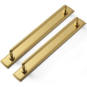 Goo-Ki 2 Pack 7 9/16'' Center to Center Brushed Gold Cabinet Bar Pulls with Backplate Modern Drawer Handles Closet Classic Home Kitchen Improvement Hardware