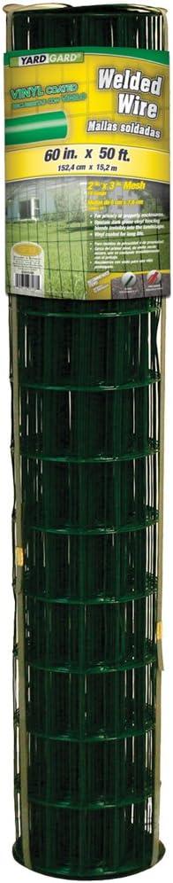 YardGard Welded Wire 2X3 Inch Mesh 60 Inch X 50 Foot 16 Gauge Green Vinyl Coated Steel Wire Fence Ideal for Animal Enclosures, Property Protection, Garden Fence, Rabbit Fence, and Utility Fence