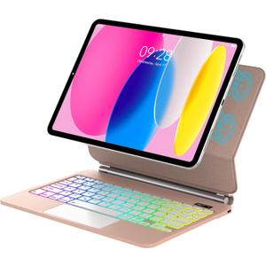 Magic Keyboard for iPad 11th 10th Generation Case with Keyboard for iPad A16 11inch 2025 & 10.9inch 2022 with Upgraded Multi-Touch Trackpad, 7-Colors Backlight, Floating Cantilever Stand Rose Gold
