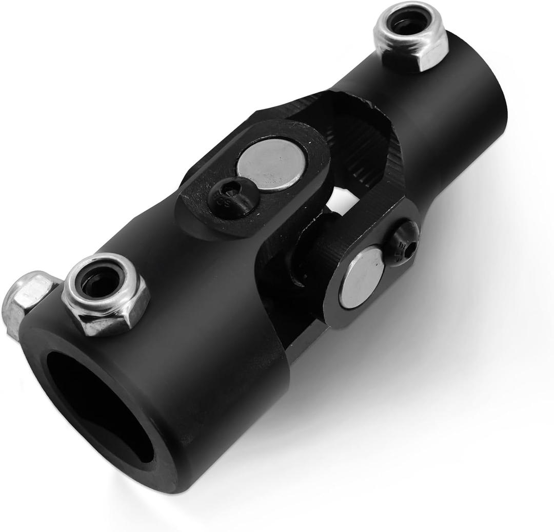 Ovabeyna 3/4" -36 Spline x 1" DD Black Steering Universal Joint Single U Joint Shaft,Total Length: 96mm (3-3/4")