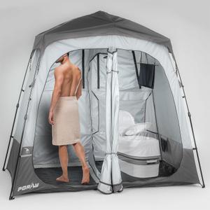 Porayhut Camping Shower Tent Deluxe Changing Room Easy Set Up Privacy Shelter,Large Toilet Tent with Floor Drain Design for Beach, Camping,Hiking with Stakes and Ropes for Stability
