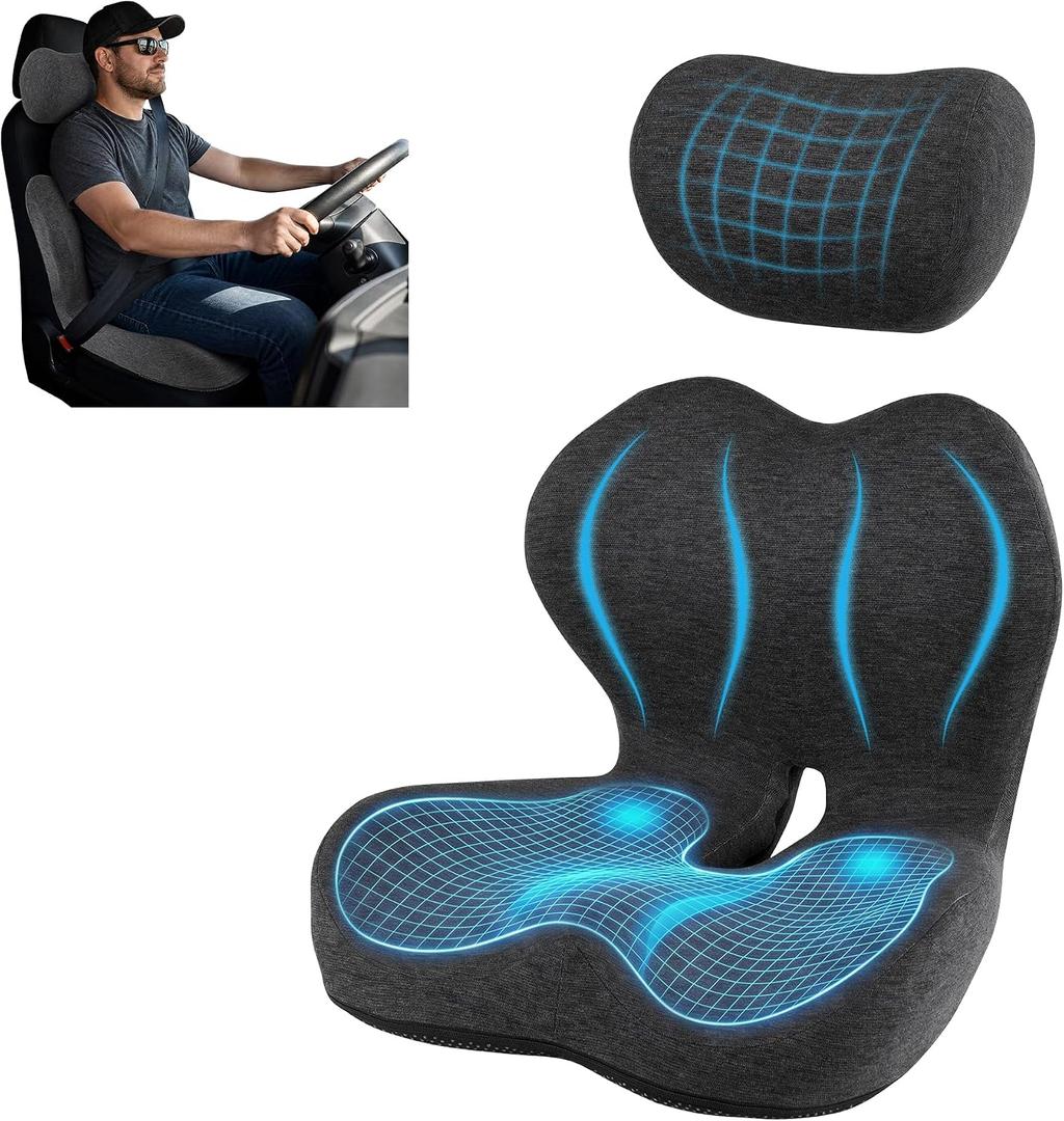 2‑in‑1 Firm Support Truck Driver Seat Cushion for Truck Cab Seats, Standard