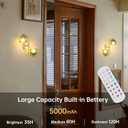 Battery Operated Wall Sconce, 2-Lights Vinatge Brass Wall Lighting Up and Down with Green Tulip Shade for Living Room, Bedroom, Symmetrical 2 Pack