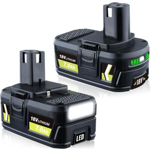 LUMSING 2Pack 7.0 Ah P108 Lithium Replacement for Ryobi 18V Battery Compatible with Ryobi Battery P102 P103 P104 P105 P107 P108 P109