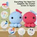 Crochet Kit for Beginners,Crochet Animal Kit 2 Octopus for Adults and Kids with Step-by-Step Video Tutorials,DIY Knitting Supplies,40% Extra Practice Yarn