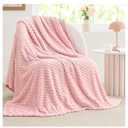 BEDELITE Fleece Decorative Blanket - 3D Jacquard Pink Throw Blankets for Women's Couch & Bed, Soft and Cozy Warm Plush Fluffy Blanket, Cute Birthday Gift for Women, 50x60 Inches