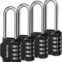 Puroma 4 Pack 2.6 Inch Long Shackle Combination Lock 4 Digit Outdoor Waterproof Padlock for School Gym Locker, Sports Locker, Fence, Gate, Toolbox, Case, Hasp Storage (Black)