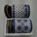 Bico Blue Talavera Ceramic Canister Set of 3 for Kitchen Counter, 62oz, 40oz, 32oz each, with Wooden Air Tight Lid, Food Storage Jar for storing Coffee, Tea, Spice, Dishwasher Safe