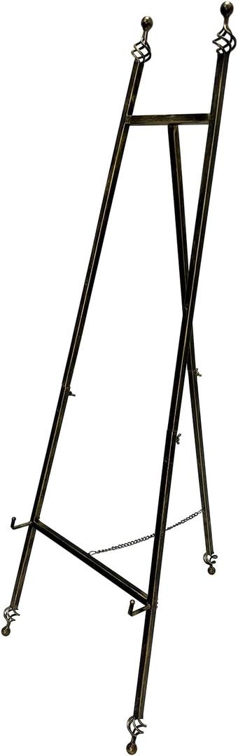 Metal Easel Stand with Chain Support for Mirror,Iron Floor Easels for Display Wedding Sign,58 Inch Adjustable Arts & Crafts Easels(Bronze)