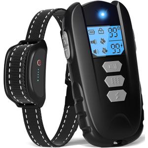 Dog Training Collar with Remote - Waterproof Shock Collar for Dogs Adjustable Levels (1-99) Beep Vibration Shock Flashlight Rechargeable Dog E Collar for Training Small Medium and Large Dogs