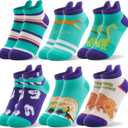 Welwoos Kids Boys Ankle Socks No Show Low Cut Funny Cute Cartoon Novelty Cotton Socks 6 Pairs