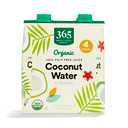 365 by Whole Foods Market, Organic Coconut Water, 100% Pulp-Free Juice, 16.9 Fl Oz per Carton, Pack of 4 (EXP 06/18/27)
