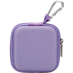 Ginsco Mini-Portable Hard Shell Square Earbuds Case for Apple EarPods/Samsung Galaxy Wired/Wireless Earbuds, Cell Phone Accessories Organizer with Carabiner for Earphones (1, Purple)
