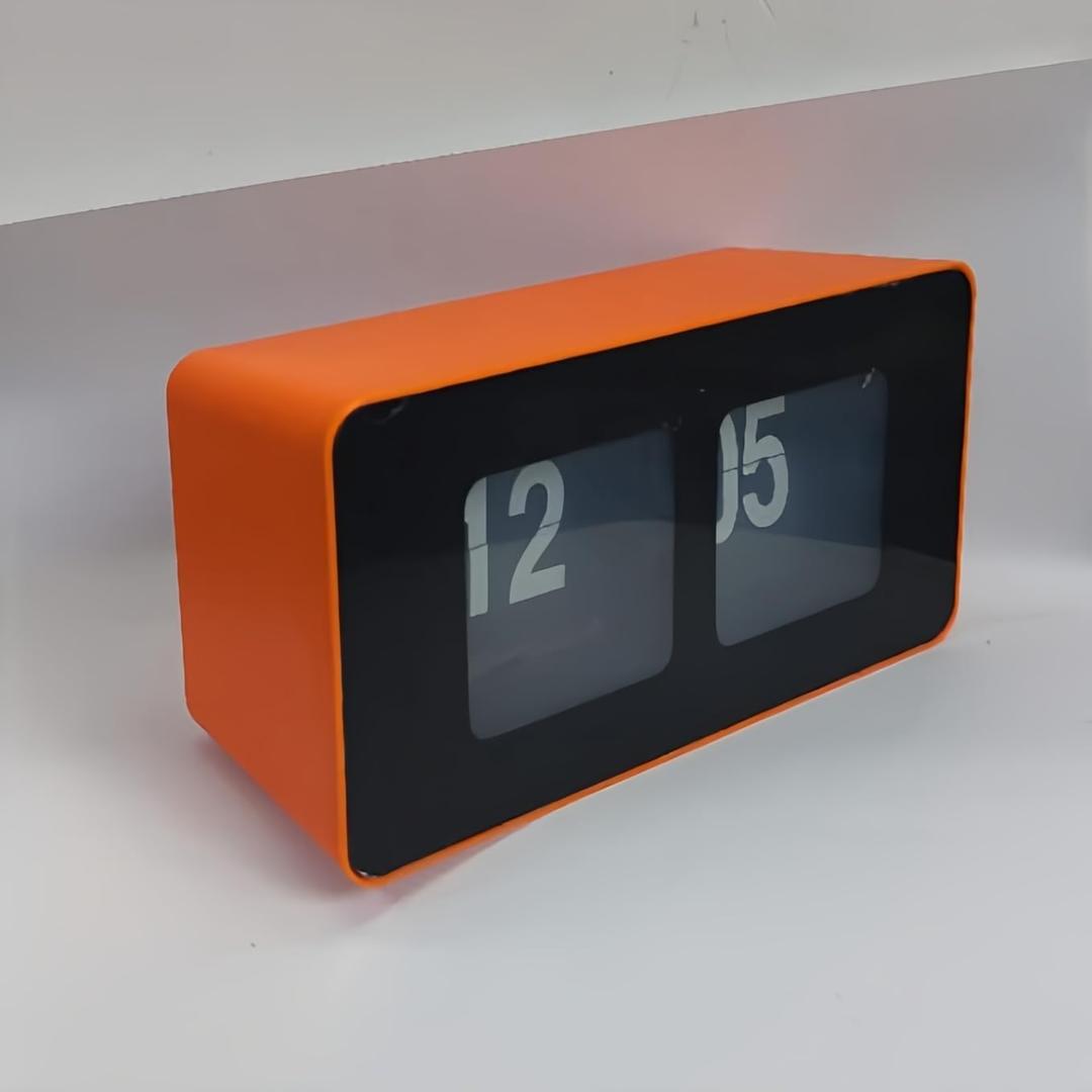 BHning 12Hours Large Display Wall & Desk Clock - Easy Read Flip Clock with Bold Numbers, Dual Mount, Quiet Non-Ticking for Bedroom, Kitchen, Office - Warm Orange Decor