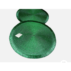 4 GREEN Metallic PLACEMATS 15" Round Holiday,Pack Of 2