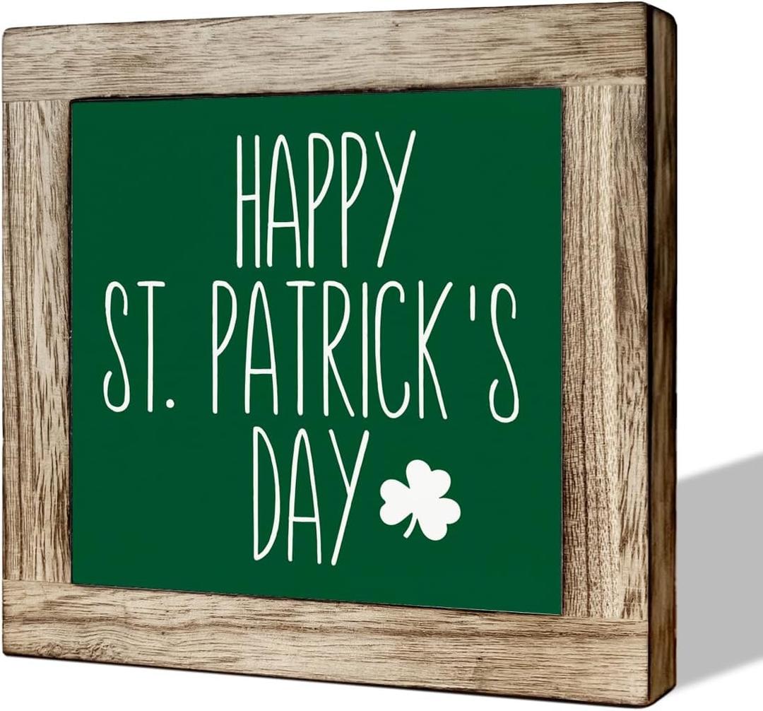 ST Patrick's Day Decor, Happy St. Patrick's Day Sign, Wooden Box Signs for Home Decor, Farmhouse Decor Sign, St. Patrick's Day Table Decor, Decorations for St. Patrick's Day Party, Front Door Decor (Green)