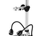 Koolertron LCD Digital Microscope Stand, 12inch Aluminum Extension Arm with 2 Fill Lights, Adjustable Manual Focus Holder for Soldering, PCB Inspection, Coin & Jewelry Observation