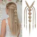 NTYNTY Clip in Braid Hair Extensions - Boho Festival Princess Braid, Viking & Renaissance Hair Extension, Fairy Cosplay Wedding Hairpiece for Women - Glazed Sand