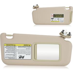 Right Passenger Side Sun Visor with Light Fit for Toyota RAV4 (Roof with Light) 2006 2007 2008 2009 2010 2011 2012 2013, Replaces for 74310-42452-B2 Beige