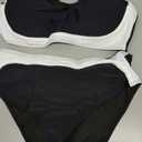 Leoparts Women's Two Piece High Waisted Swimsuits Sporty Color Block Scoop Neck Bikini Set Bathing Suit (X-Large)