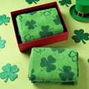 Hallswl 3pcs St. Patrick's Day Hand Towels Green Shamrock Jacquard Towel for Bath Irish Clover Cotton Soft Bathroom Kitchen Decorative Set for St. Patrick's Day Holiday Decor Gift,14 x 29 Inch