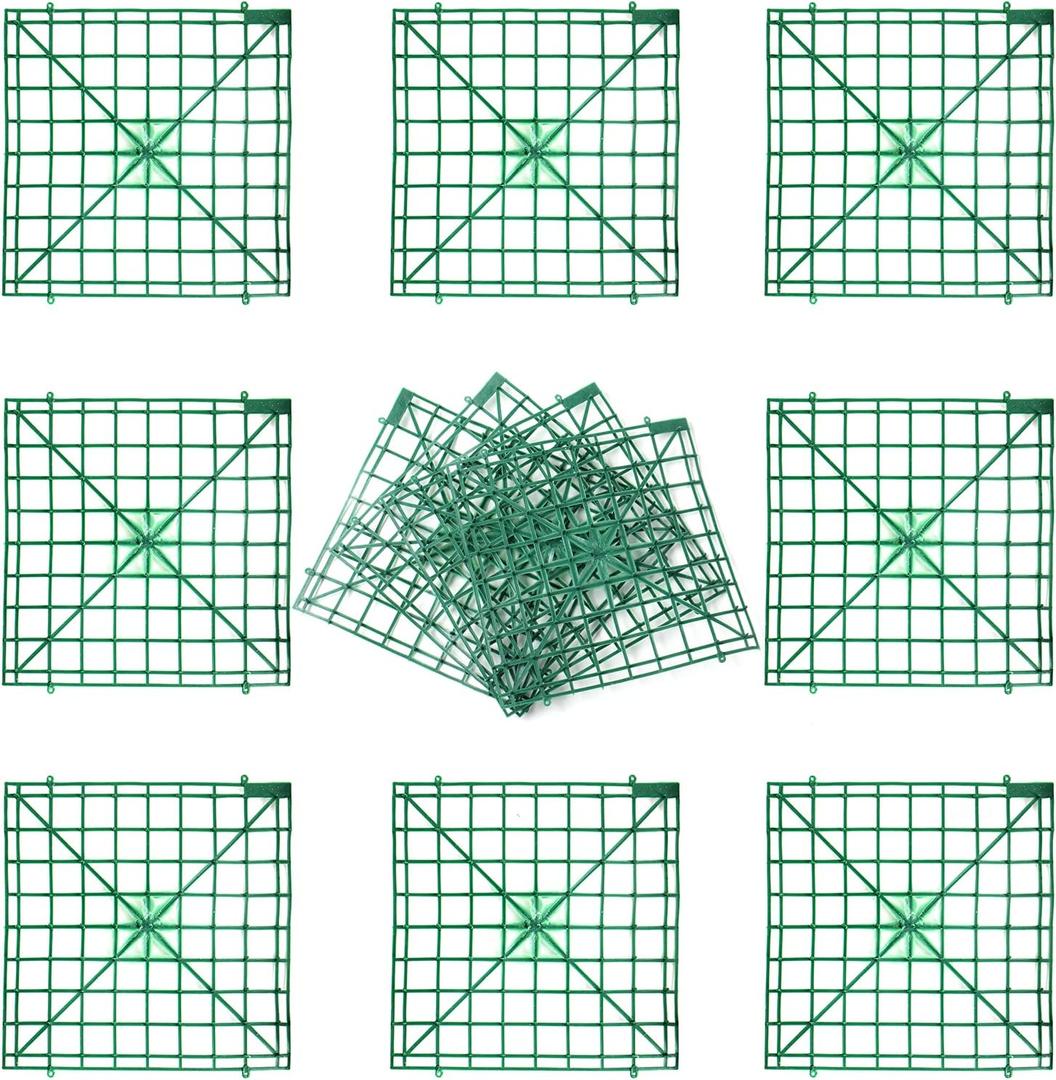 Artificial Flower Grid Panels,DIY Flowers Wall Frames,Flowers Wall Arches Backdrop,Plastic Fences Frames for Wedding Party Flower Grids,Artificial Flowers Plant Base,12Pieces,10x10 Inches