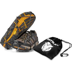 Yaktrax Walk Plus Traction Cleats for Ice and Snow, 360 Steel Coil Grip for All-Direction Traction, Flexible Cold-Resistant Upper, Easy On/Off with Heel Tab, Includes Carry Bag & Carabiner (Small)