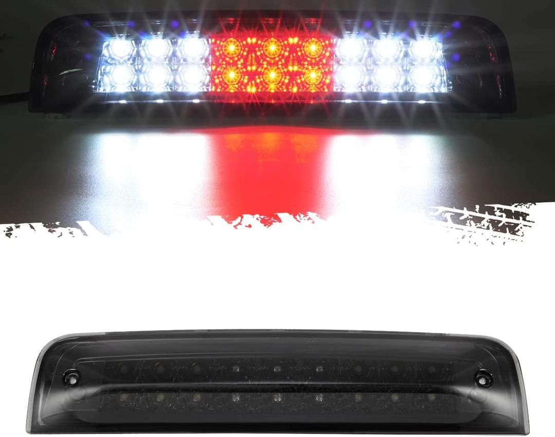 Partsam High Mount 3rd Third Brake Light Replacement For Dodge Ram 2009-2017 1500 2500 3500 Red/White 27 LED Rear Cab Roof Center Mount Tail Cargo Lights Lamps Smoke Lens Black Housing Waterproof