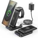 3 in1 Dual Coil Wireless Charger Station for Samsung,Wireless Charger Stand for Samsung,Foldable Fast Charging Station,Compatible with Galaxy Watch 7/6/5,Galaxy Earbuds, S25/S24 Ultra