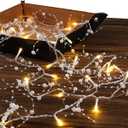 Rhytsing 14.7FT White Pearl Garland with 36 LED Light, Battery Operated Fairy String Lights with Timer for Wedding Christmas Party Event Decoration